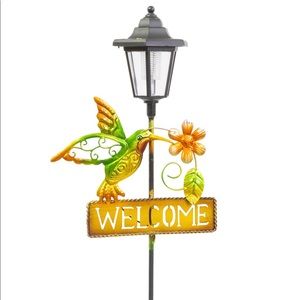 Humming Bird Garden welcome sign Solar Stake